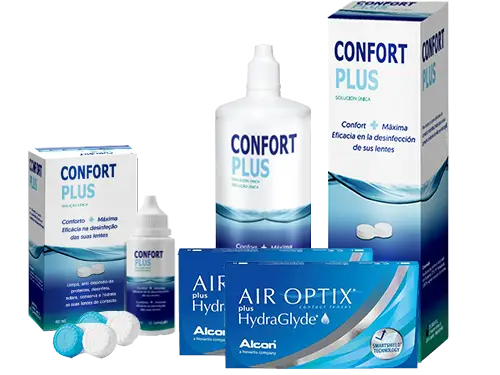 Lentes de Contato Air Optix Plus HydraGlyde + Confort Plus - Packs