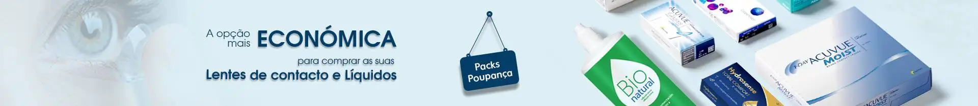 A opção mais económica para comprar as suas lentes de contacto e líquidos