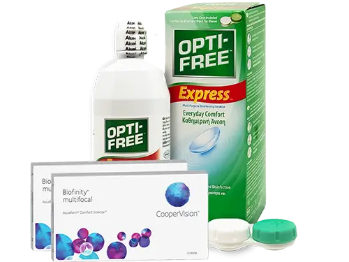 Lentes de Contato Biofinity Multifocal + Opti-Free Express - Packs