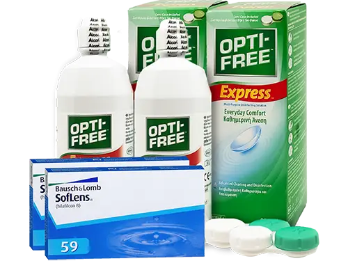 Lentes de Contato Soflens 59 + Opti-Free Express - Packs