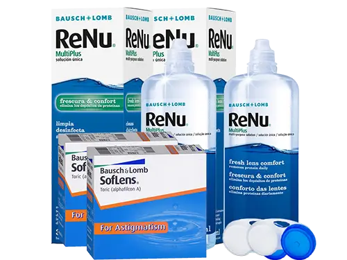 Lentes de Contato Soflens Toric + Renu Multiplus - Packs