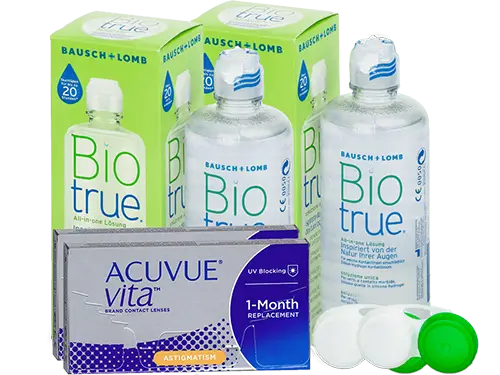 Lentes de Contato Acuvue Vita for Astigmatism + Biotrue - Packs