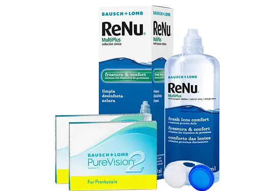 Lentes de Contato Purevision2 for Presbyopia + Renu Multiplus - Packs
